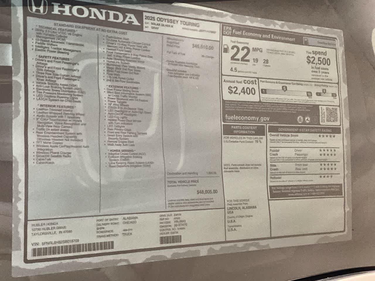 2025 Honda Odyssey Touring