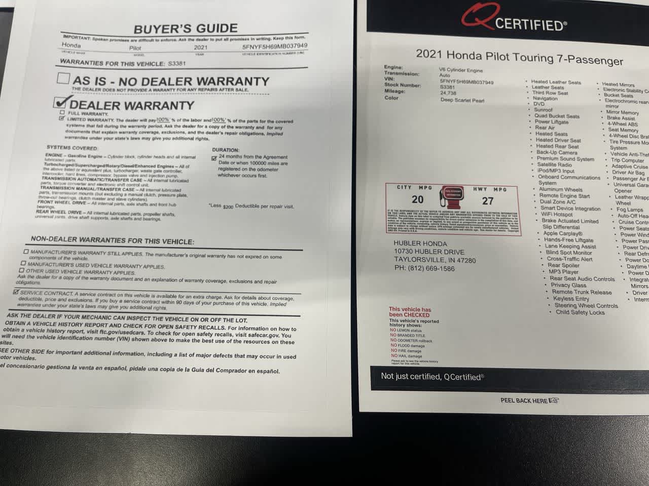 2021 Honda Pilot Touring 7-Passenger