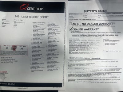 2021 Lexus IS 350 F SPORT